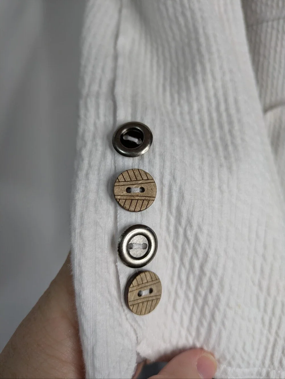 Neon Buddha White Silver Brown Button Up Cotton Blend Sweater Jacket M
